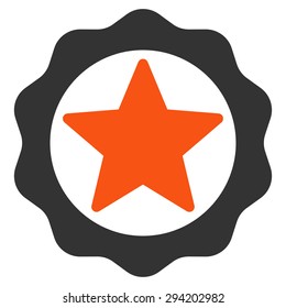 Award seal icon from Competition & Success Bicolor Icon Set. Vector style: flat bicolor symbols, orange and gray colors, rounded angles, white background.