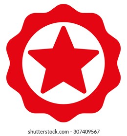 Award seal icon. Vector style is flat symbols, red color, rounded angles, white background.