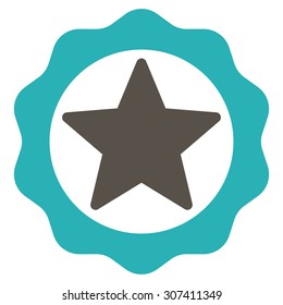 Award seal icon. Vector style is flat bicolor symbols, grey and cyan colors, rounded angles, white background.