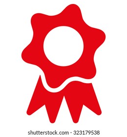 Award Seal vector icon. Style is flat symbol, red color, rounded angles, white background.