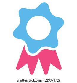 Award Seal vector icon. Style is bicolor flat symbol, pink and blue colors, rounded angles, white background.