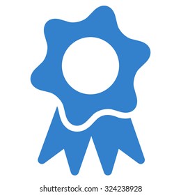 Award Seal vector icon. Style is flat symbol, cobalt color, rounded angles, white background.