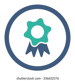 Award Seal vector icon. Style is bicolor flat rounded symbol, cobalt and cyan colors, rounded angles, white background.
