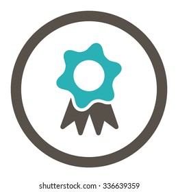 Award Seal vector icon. Style is bicolor flat rounded symbol, grey and cyan colors, rounded angles, white background.