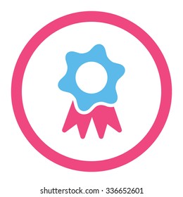 Award Seal vector icon. Style is bicolor flat rounded symbol, pink and blue colors, rounded angles, white background.