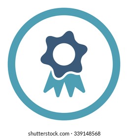 Award Seal vector icon. Style is bicolor flat rounded symbol, cyan and blue colors, rounded angles, white background.