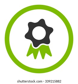 Award Seal vector icon. Style is bicolor flat rounded symbol, eco green and gray colors, rounded angles, white background.