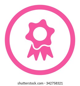 Award Seal vector icon. Style is flat rounded symbol, pink color, rounded angles, white background.