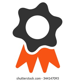 Award Seal vector icon. Style is bicolor flat symbol, orange and gray colors, rounded angles, white background.