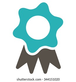 Award Seal vector icon. Style is bicolor flat symbol, grey and cyan colors, rounded angles, white background.