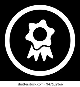 Award Seal vector icon. Style is flat rounded symbol, white color, rounded angles, black background.