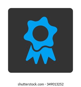 Award Seal vector icon. Style is flat rounded square button, blue and gray colors, white background.