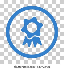 Award Seal vector pictogram. Illustration style is a flat iconic cobalt symbol on a transparent background.