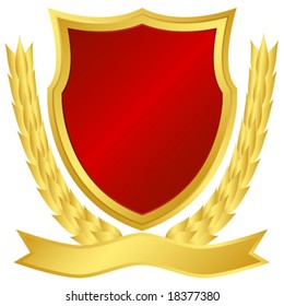 Award shield and laurel wreath