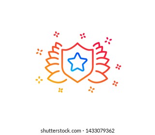 Award shield line icon. Laurel wreath symbol. Laureate sign. Gradient design elements. Linear laureate icon. Random shapes. Vector
