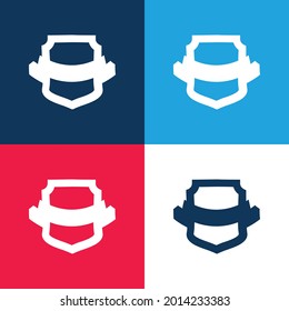 Award Shield Shape blue and red four color minimal icon set