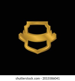 Símbolo de la forma Escudo de premio icono metálico chapado en oro o vector de logotipo
