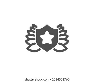 Award shield simple icon. Laurel wreath symbol. Laureate sign. Quality design elements. Classic style. Vector