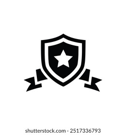 Award Shield Star vector. black shield star badge. Police Badge Outline vector