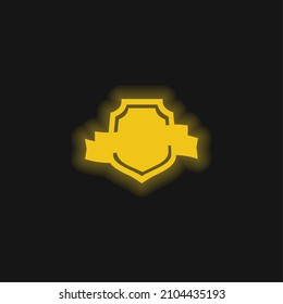 Award Shield yellow glowing neon icon