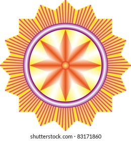 Award, shining star with golden beams on a white background