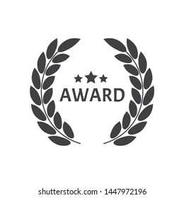 Award signs with laurel wreath. Laurel wreath with golden ribbon