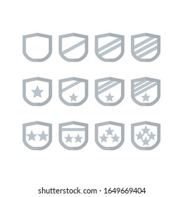 Award Silver Badge Insignia Icons Military Rank, Level, Trophy, Play, Game, Appreciation, Gift And Give