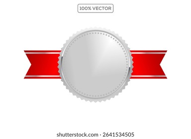 Award silver blank medals 3d vector realistic illustration. medals or buttons isolated on transparant background.