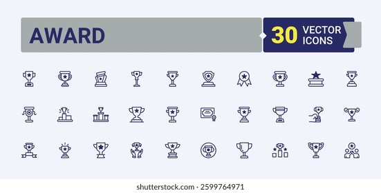 Award simple icon. Featuring champ, competition, medal, championship and more. Trophy icon set. Flat icons. Solid line editable stroke. Vector line and solid icons.