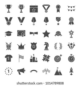 Award Solid Web Icons. Vector Set of Win Business Glyphs.