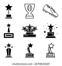 Premio Y Artículos Deportivos Icono De Vector Colección Para El Diseño De Trofeos Y Logros