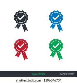 award stamp icon logo element with check mark icon