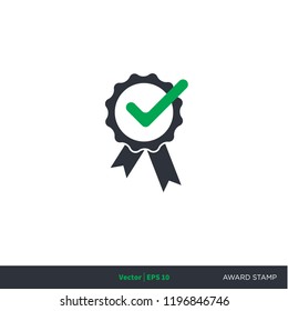 award stamp icon logo element with check mark icon