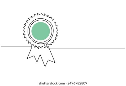 Award star badge continuous line art drawing, Continuous one line drawing of the best quality award badge, Award badge continuous one line drawing. Isolated on white background vector illustration