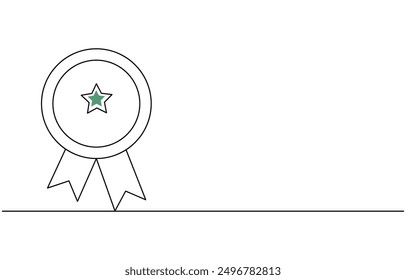 Award star badge continuous line art drawing, Continuous one line drawing of the best quality award badge, Award badge continuous one line drawing. Isolated on white background vector illustration