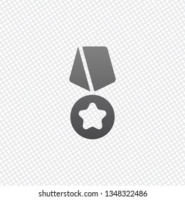 Award with star, medal and ribbon, icon of sport. On grid background