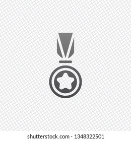 Award with star, medal and ribbon, icon of sport. On grid background