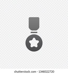 Award with star, medal and ribbon, icon of sport. On grid background