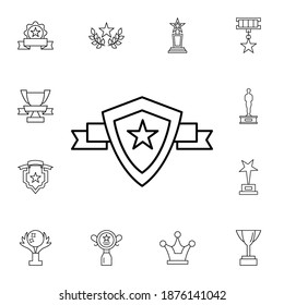 Award, star, shield, ribbons flat vector icon in awards pack
