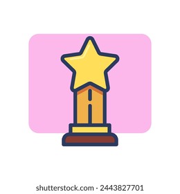 Icono de línea delgada de estrella de premio. Podio, estatua, ganador, símbolo de honor. Concepto de triunfo o logro. Elemento de símbolo de ilustración vectorial para diseño web y aplicaciones