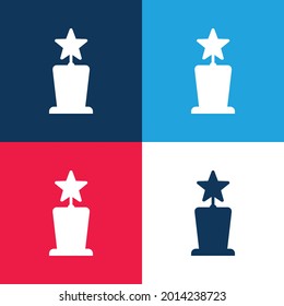 Premio Star Trophy Forma azul y rojo cuatro colores menos conjunto de iconos