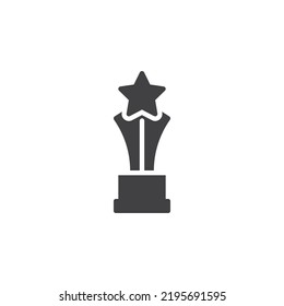Award statue vector icon. filled flat sign for mobile concept and web design. Reward statue with star glyph icon. Symbol, logo illustration. Vector graphics