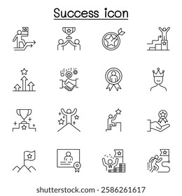 Award Success icon set in thin line style