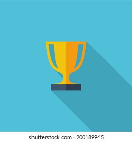 Award symbol. Vector illustration of flat color icon with long shadow.  