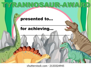 Award template with dinosaurs in background illustration