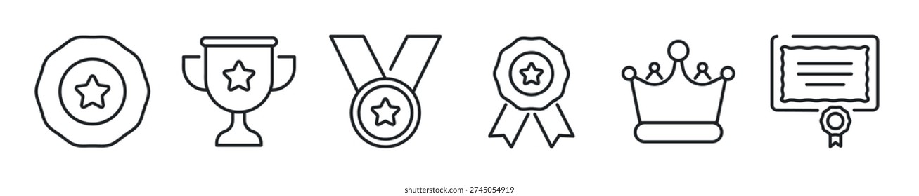 Award thin line icon set. Web minimal icons