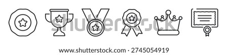 Award thin line icon set. Web minimal icons