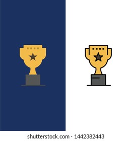 Award, Top, Position, Reward  Icons. Flat and Line Filled Icon Set Vector Blue Background