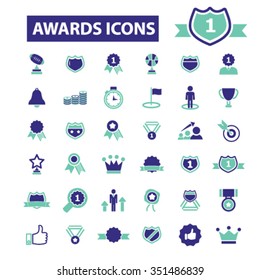award trophy, achievement, ribbon, medallion, cup, emblem, crown, champ, badge, laurels, banner, reward, vote, gratitude, prize icons, signs vector set for infographics, mobile, website, application
