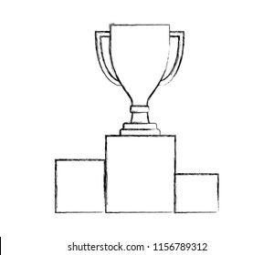 award trophy cup on podium competition hand drawing